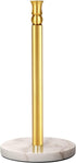 Paper Towel Holder Stand with Heavy Marble Base, One-Handed Ripping Countertop Holder, NOT Tip Over - Gold