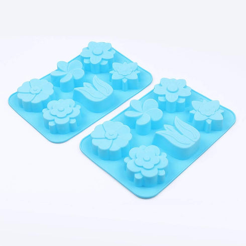 homEdge 6-Cavity Silicone Flower Mold, Set of 3PCS, Non-Stick Tulip Daisy for Candy Chocolate Jelly