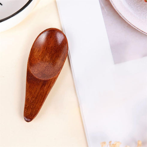 3 Pieces Mini Wooden Spoons, Small Salt Spoon with Short Handle, 2.76 inch Brown Wood Scoop for Spice Jars.