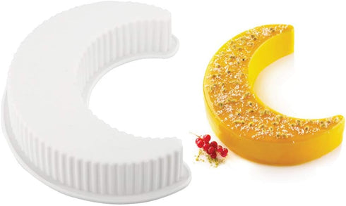 3D Moon Shape Silicone Cake Mold, Crescent Moonlight Sonata Mousse Cake Pan for Baking