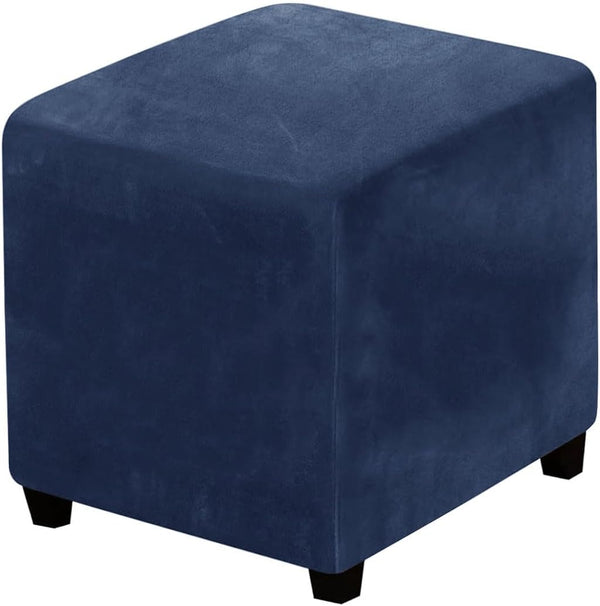 Lussenwert Velvet Ottoman Cover Square Stretch Square Ottoman Cover Thick Ottoman Slipcover Square