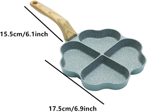 Egg Frying Pan, Nonstick Egg Frying Pan with Brush Scraper, Four-Cup Fried Egg Pan Multi Egg Frying Pan for Burger, Omelet, Outdoor Camping (Blue) by AISIBO