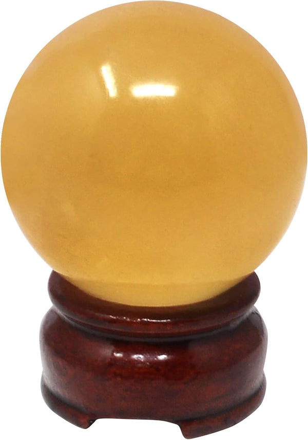 Feng Shui Natural Citrine Crystal Sphere Ball, 2" + Stand and Free Red String Bracelet Y1386