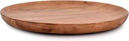 Samhita Set 4 (8" 8" 0.75") Acacia Wood Round Platters of for Ottoman or Side Table, Charcuterie Board or Cheese