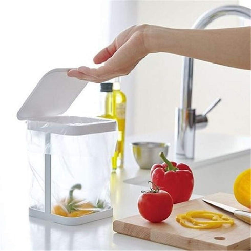 Originals Metal Countertop Trash Can Garbage Bag Holder for Home Kitchen (White) …