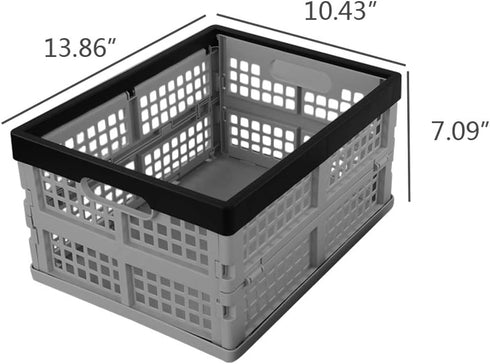 Eagrye 4-Pack 15 L Plastic Collapsible Storage Crates, Folding Crates, Plastic Stackable Storage Crates