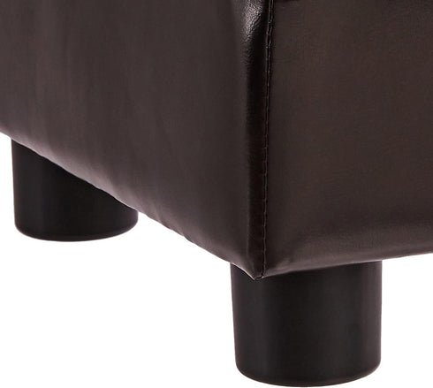 FIRST HILL FHW Small Ottoman Stool, PU Leather Modern Footrest Chair, Brown