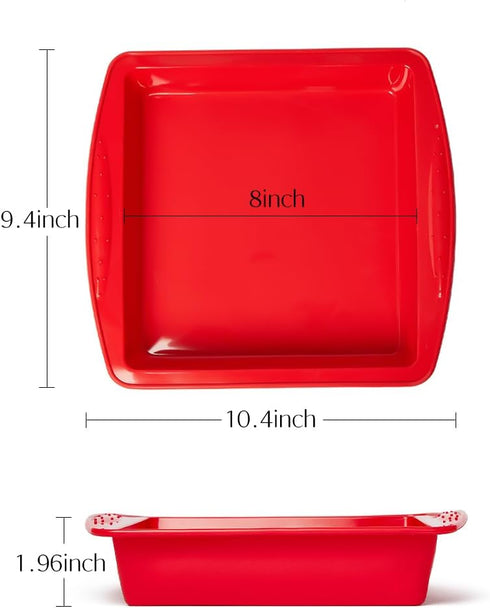 8 Inch Silicone Square Cake Pan, Nonstick Molds for Brownie, Cake, Bread, Pie, Lasagna (2 Packs)