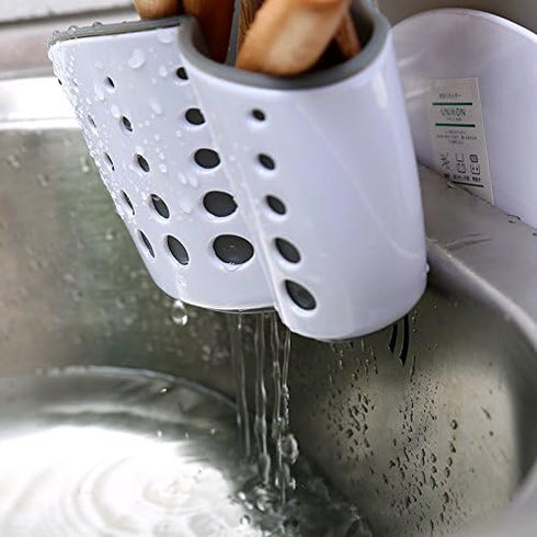 Eunion Plastic Sink Caddy Sponge Holder, Soap Holder, Desk Organizer, Saddle Faucet Caddy, Pen Holder