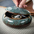 5.7" Ceramic Ashtray with Lids, Windproof Cigarette Ash Holder for Indoor or Outdoor Use