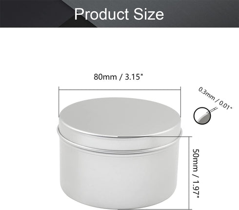 Othmro 3pcs 6.8oz Metal Round Tins with Screw Lid, Silver Aluminum Containers for Salve, Spices