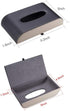 ATMOMO AuMoHall Black with Beige Tissue Box Cover PU Leather Rectangular Tissue Holder for Home Car Office Decor (NO