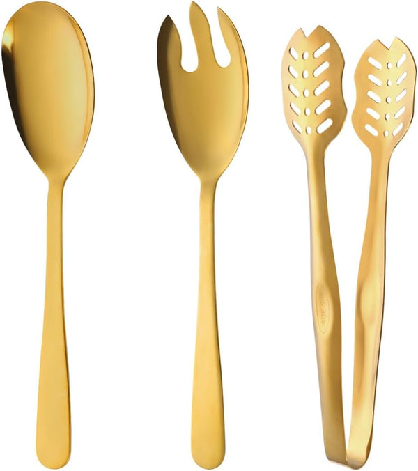 Heavy Duty Stainless Steel Salad Spoon and Fork Serving Set, Large Metal Serving Utensils for Home Kitchen Party