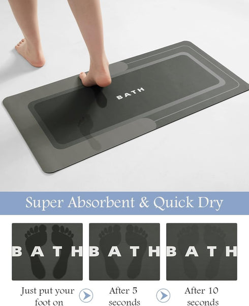 MontVoo Dark Grey Bath Mat 17"x27", Non-Slip Super Absorbent Quick Dry Bathroom Rug for Floor and Bathtub