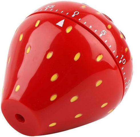 Maxmartt Strawberry Shaped Kitchen Timer, Wind Up 60 Minutes Manual Countdown Timer, Cute Loud Ring