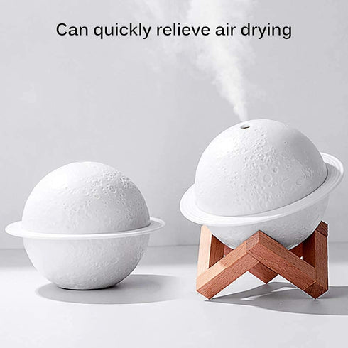 Moon Lamp Humidifier, 2 in 1 Night Light & Humidifier with USB Recharge, 3 Colors 3D LED Moon Light with Stand,