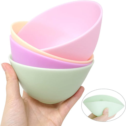Honbay 4PCS Silicone Mixing Bowls, Prep and Serve Bowls for Mixing Facial Mask or Holding Ingredients (13×7.5CM)