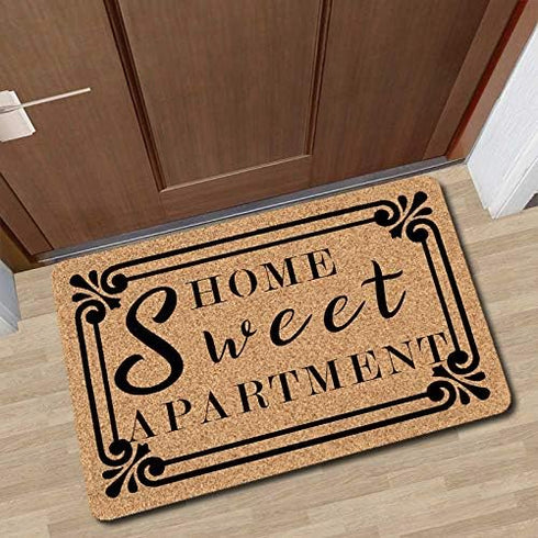 Welcome Mat Home Sweet Apartment Doormat, Anti-Slip Rubber Back, Novelty Gift Mats for Indoor Outdoor