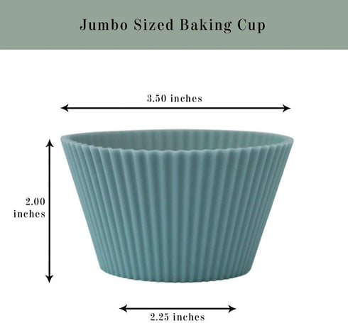 The Silicone Kitchen Reusable JUMBO Silicone Baking Cup, Non-Toxic, BPA Free, 12 Pack, White Blue Green