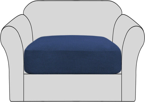 H.VERSAILTEX High Stretch Individual Seat Cushion Covers for Sofa Slipcovers, Navy Jacquard Twill Fabric (1 Pack)