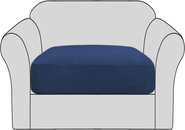 H.VERSAILTEX High Stretch Individual Seat Cushion Covers for Sofa Slipcovers, Navy Jacquard Twill Fabric (1 Pack)