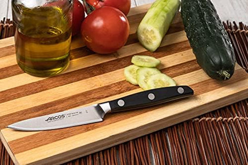 Arcos 4 Inch 100mm Forged Paring Knife Stainless Steel. Sharp Kitchen Knife for Peeling Fruits and Vegetables.