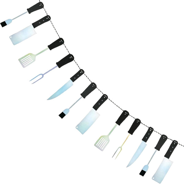 Ultimate Multicolor BBQ Utensil Banner, 7.5 ft. (1 Pack) - Vibrant Durable Party Decoration for Outdoor Gatherings