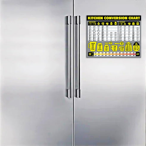 Kitchen Measurement Conversion Chart Magnet, Extra Large Magnetic Decor for Cooking and Baking
