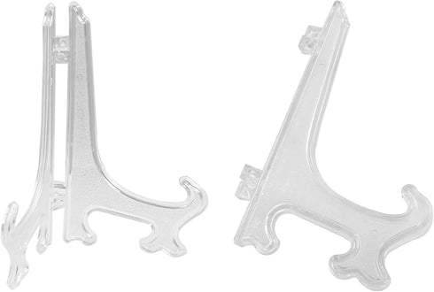 12 Pieces 5 Inch Clear Plastic Easels, Plate Display Stands Holders for Weddings, Home Decoration, Birthdays