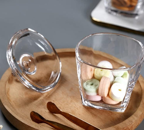 123Arts Glass Sugar Bowl, Candy Jar Storage Jar with Lid for Kitchen Counter