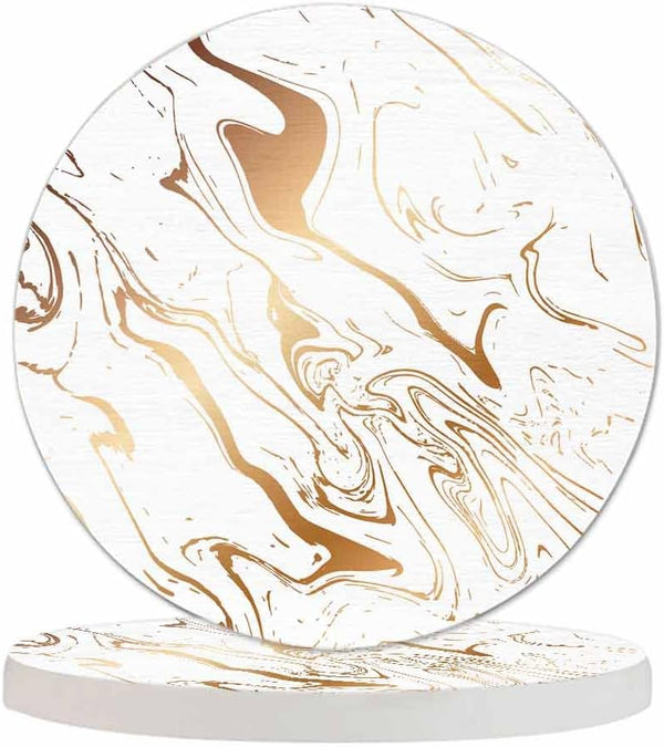 Pznen Liquid Marble Texture Coasters for Drinks 2 Pack Water Wave Curve Modern