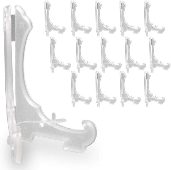 Clear Frosted Locking Bar Easels, Pack of 15, 4 Inch High