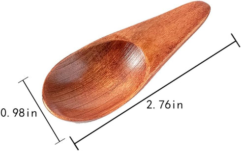3 Pieces Mini Wooden Spoons, Small Salt Spoon with Short Handle Mini Wood Scoop for Spice Jars Tea Coffee Milk Powder, 2.76 inch, Brown