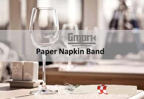 Gmark Box of 500 Paper Napkin Bands, Self Adhesive Napkin Rings (Red White Grid) GM1111A