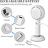 Star Compass Mini Handheld Fan, Battery Operated Rechargeable Portable Fan with LED Light Makeup Mirror, Bladeless