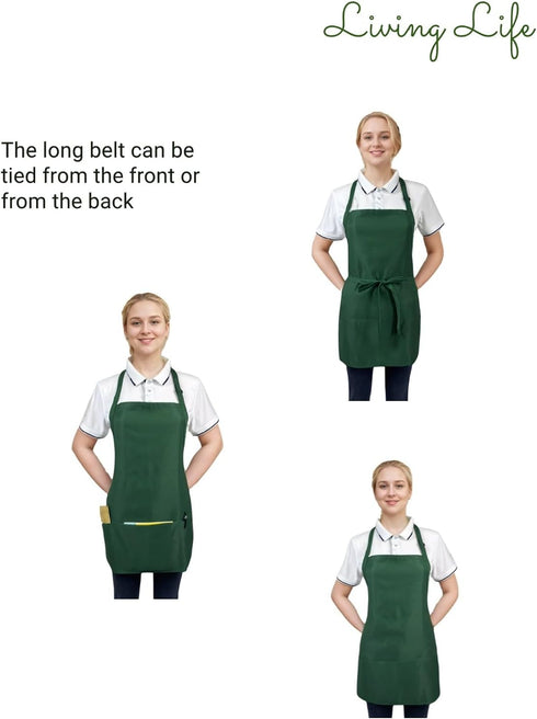 3 Adjustable Waterproof Aprons with Pockets for Men Women, Server Apron for Kitchen Cooking Gardening Restaurant
