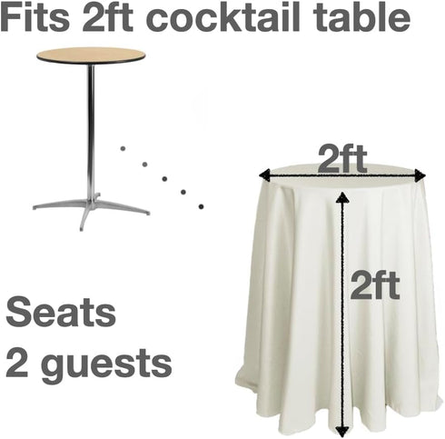 72 inches 2-3ft 4 Urby White Round Tablecloth for Round Cocktail or Coffee Table, Round Tablecloth for Table