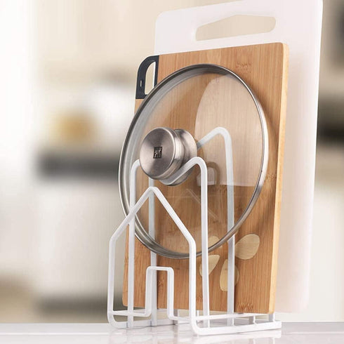 SUNFCON Cutting Board Rack, Chopping Board Organizer, Pot Pan Lids Holder, Sturdy Metal Kitchen Stand