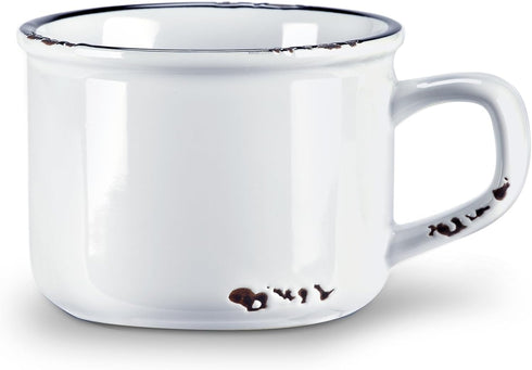 Abbott Collection Enamel Look Stoneware Cappuccino Mug, 27-ENAMEL/CAP WHT, White