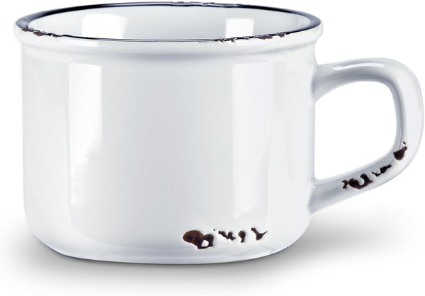Abbott Collection Enamel Look Stoneware Cappuccino Mug, 27-ENAMEL/CAP WHT, White
