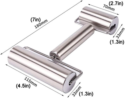 Rolling Pin Double Roller, Stainless Steel Pastry and Pizza Baker Roller, Ideal for Baking Dough, Pizza, Cookies