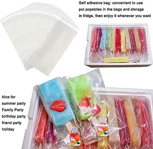 Miaowoof Homemade Popsicle Molds, Silicone Ice Popsicle Maker Non-BPA, with 50 Sticks, 50 Bags, and Storage Container