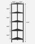 5-Tier BS05BK005 TUTOTAK Corner Shelf, Corner Bookshelf for Small Space, Narrow Display Corner Shelf Stand with Storage