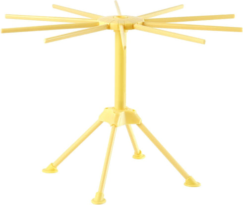 Ourokhome Collapsible Pasta Drying Rack, Yellow, 10 Arms, Plastic Foldable Noodle Hanger for Kitchen