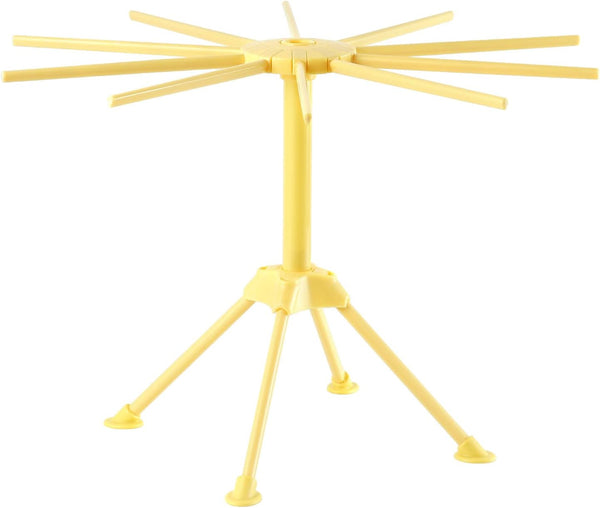 Ourokhome Collapsible Pasta Drying Rack, Yellow, 10 Arms, Plastic Foldable Noodle Hanger for Kitchen