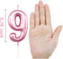 9th Birthday Candle Nine Years Pink Happy Birthday Number 9 Candles for Cake Topper Decoration for Party