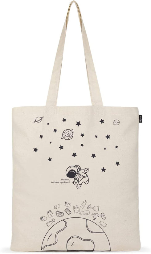 Ecoright Canvas Reusable Cotton Tote Bag for Women, School, Grocery, Shopping, Beach