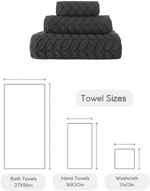 Set Set 3) BAGNO MILANO Turkish Cotton Bath Towels, Hand Towels - Soft Plush Jacquard Collection Luxury Towels