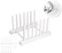 White Plate Organizer for Cabinet, 4 Pack Plastic Rack Stand for Dish, Bowl, Bakeware, Serving Tray