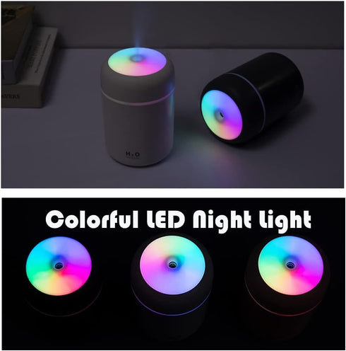 Portable Mini Humidifier - 300ml with Colorful LED Night Light, USB Desktop Humidifier for Home, Auto Shut-Off